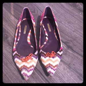 Missoni multicolored pointed toe flats.